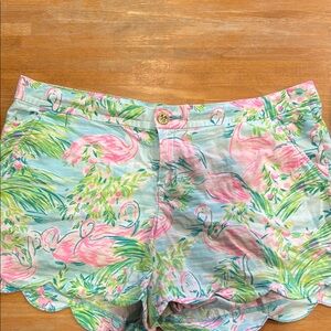 Lilly Pulitzer High Waist Pink and Green Tropical Shorts